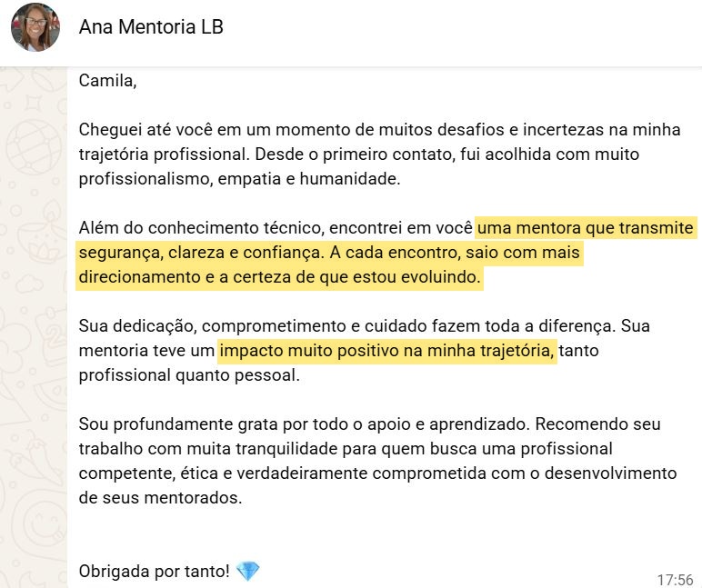 Print do depoimento de Ana